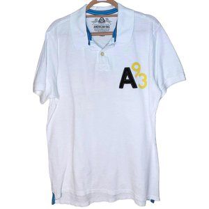 American Rag Cie White A 93 American Flag Polo Shirt Men Size L
